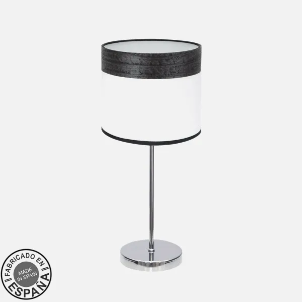 Sobremesa Cloe 1xe14 Cromo/blanca-madera Negra 42X18X18 CM