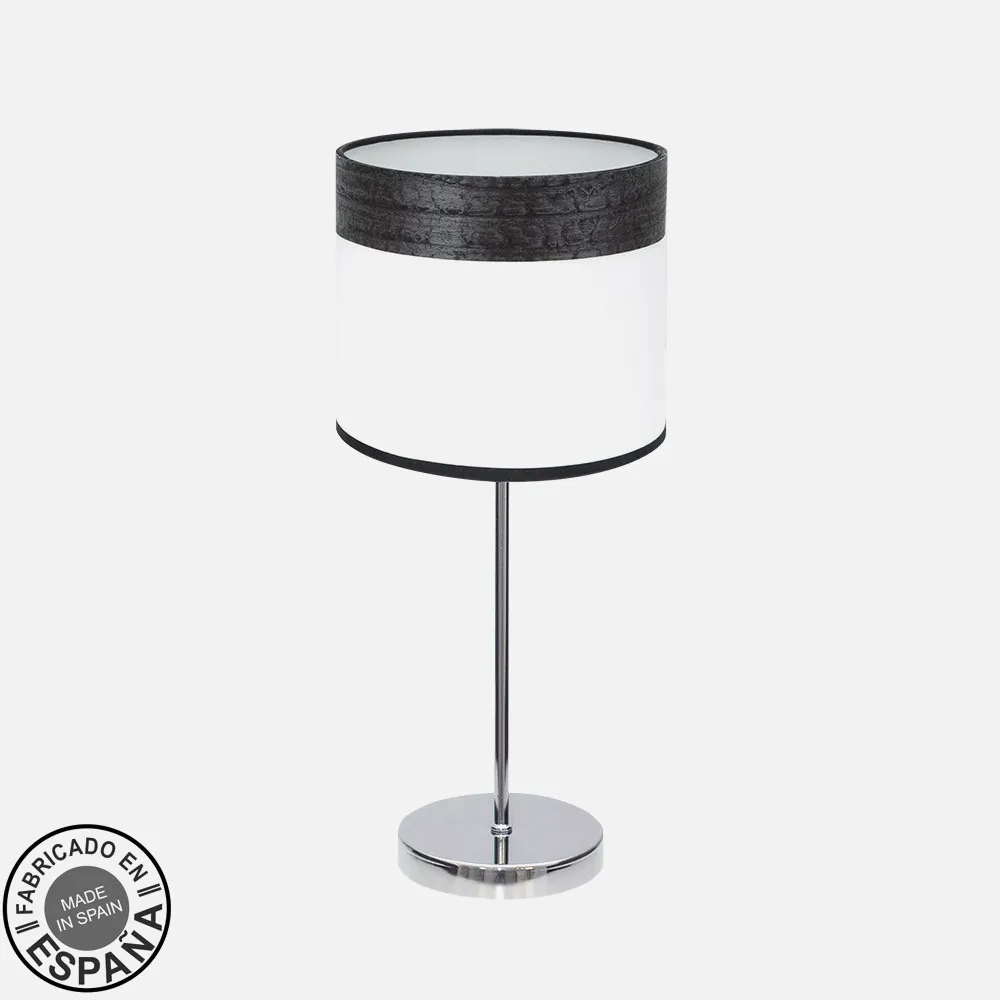 175471009 - Sobremesa Cloe 1xe14 Cromo/blanca-madera Negra 42X18X18 CM