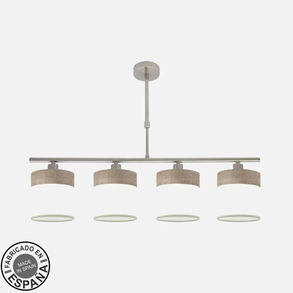 175454083 - Lampara Cloe 4xe14 Niquel/blanca-madera Gris Regx75x14 cm
