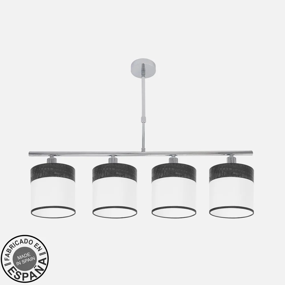 175454009 - Lampara Cloe 4xe14 Cromo/blanca-madera Negra Regx75x14 cm