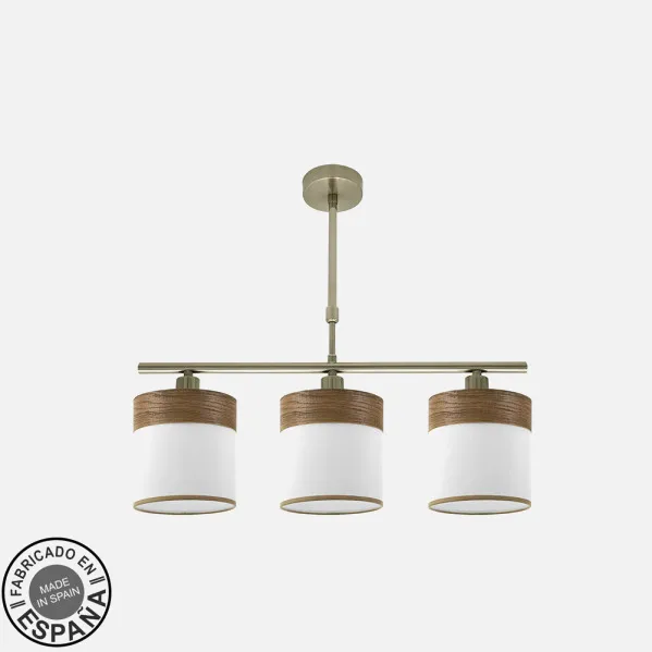 Lamp Cloe 3xe14 Leather/white-wood Dark Regx55x14 cm