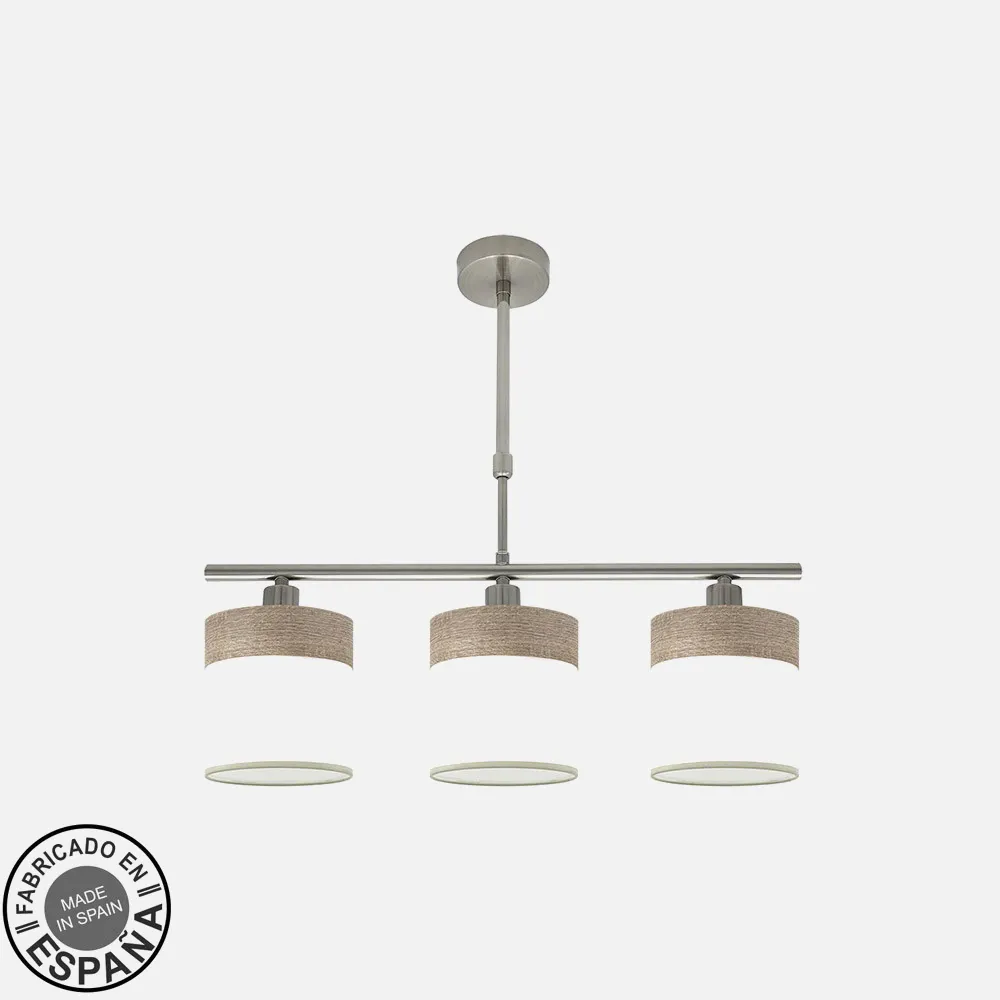 175453083 - Lampara Cloe 3xe14 Niquel/blanca-madera Gris Regx55x14 cm