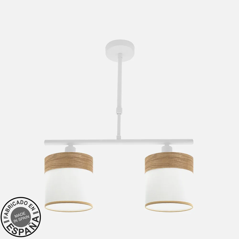 175452085 - Lampara Cloe 2xe14 Blanca/blanca-madera Clara Regx43x14 cm
