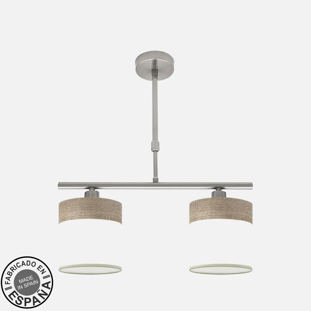 175452083 - Lampara Cloe 2xe14 Niquel/blanca-madera Gris Regx43x14 cm