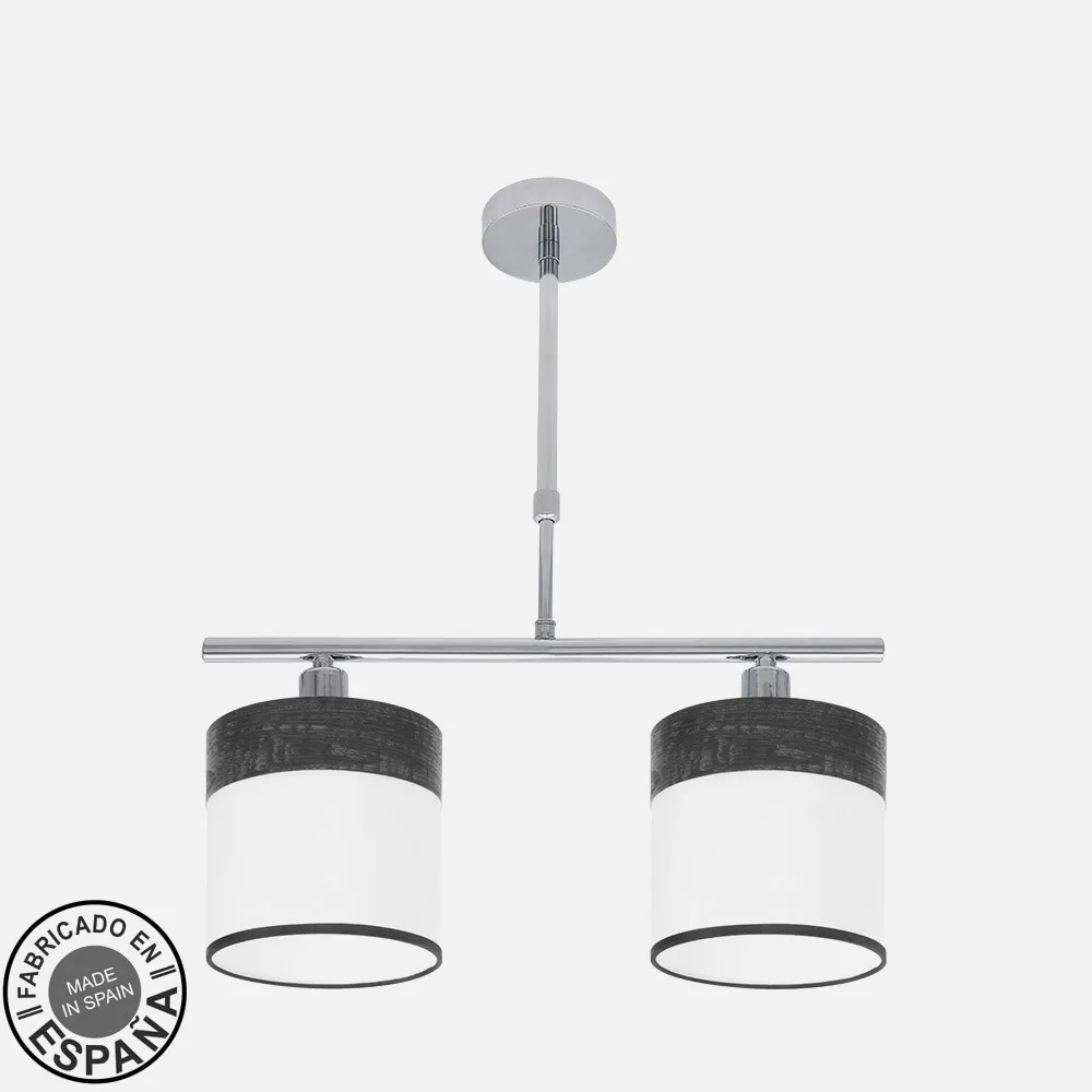 175452009 - Lampara Cloe 2xe14 Cromo/blanca-madera Negra Regx43x14 cm