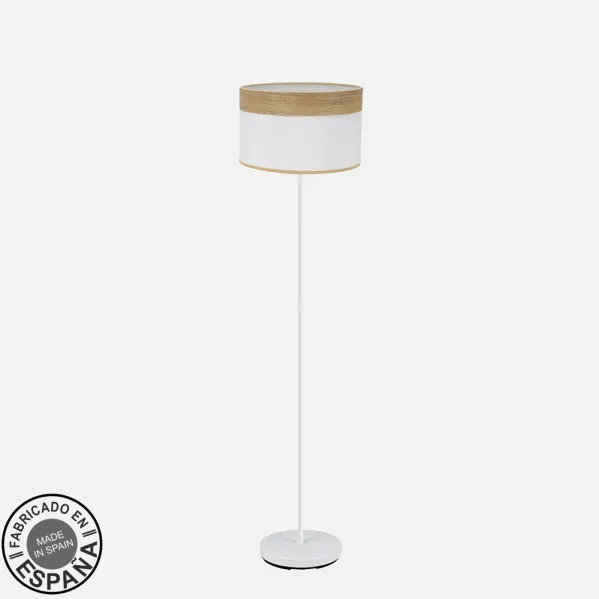 Pie Salon Cloe 1xe27 Blanco/blanca-madera Clara 162x40x40 cm