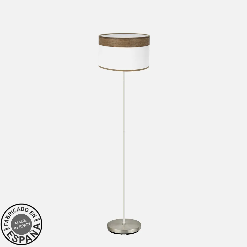 Pie Salon Cloe 1xe27 Cuero/blanca-madera Oscura 162x40x40 cm