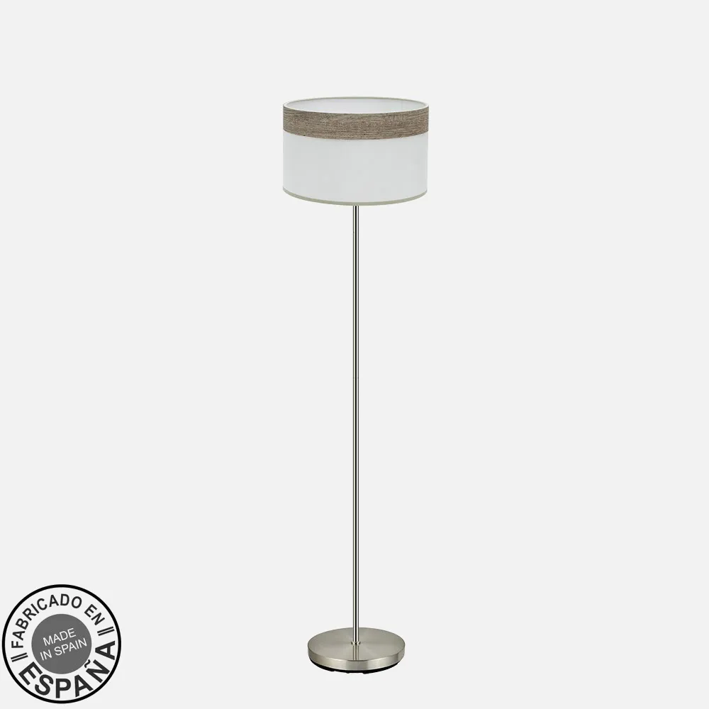 Pie Salon Cloe 1xe27 Niquel/blanca-madera Gris 162x40x40 cm