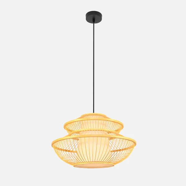 Pendant light Bamboo Denzo Black/natural 1xe27 Regx50x50cm