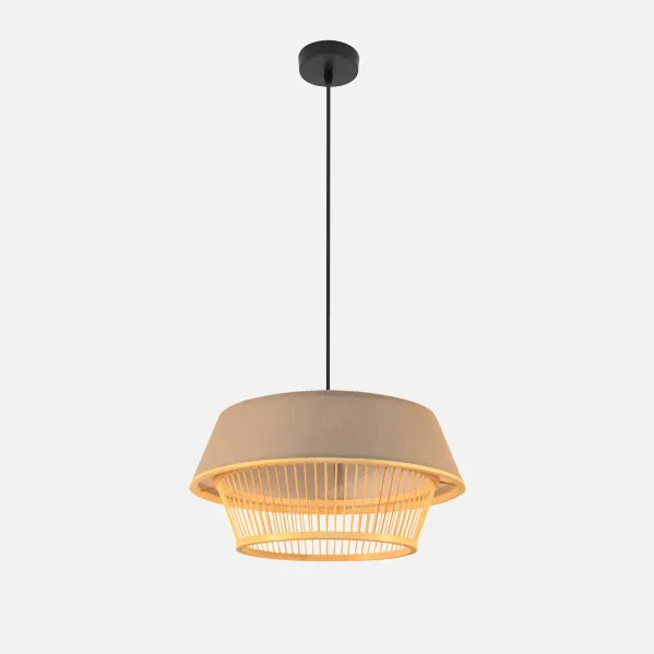 Pendant light Bamboo Yovani Black/natural 1xe27 Regx46x46cm