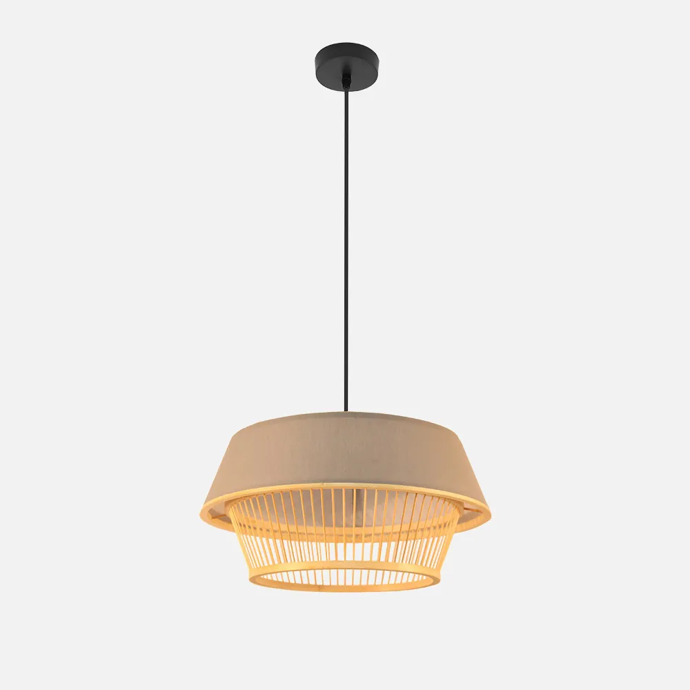 Colgante Bambu Yovani Negro/natural 1xe27 Regx46x46cm