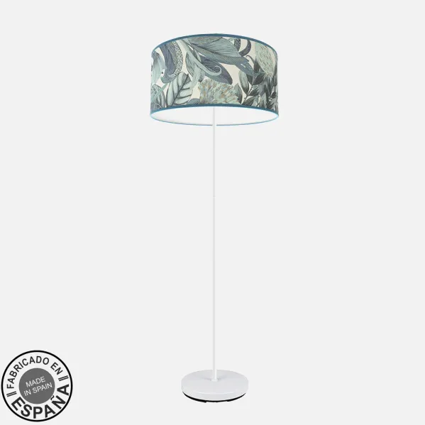 Pie De Salon Argel 1xe27 Blanco/hoja Azul 163x40x40 Cm