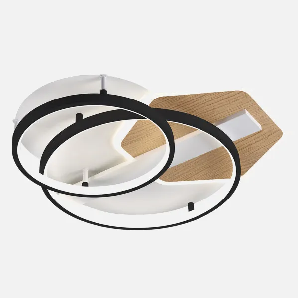 Plafon Trofa Negro/madera 120w 3000-4000-6000k 9x50x50cm 10200lm C/remoto