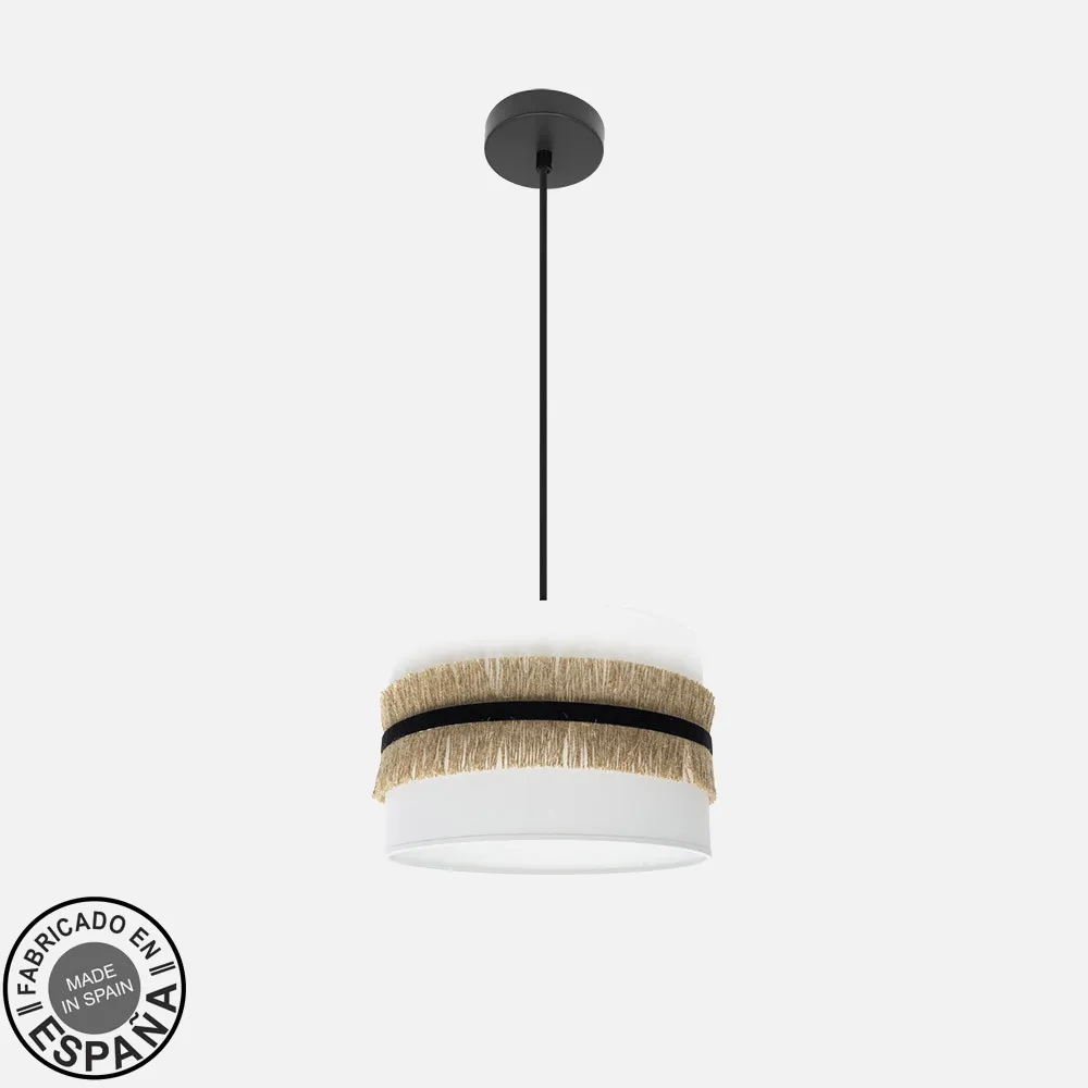 227193001 - Pendant light Angola 1xe27 Negr/blanc-jute Regx30x30cm