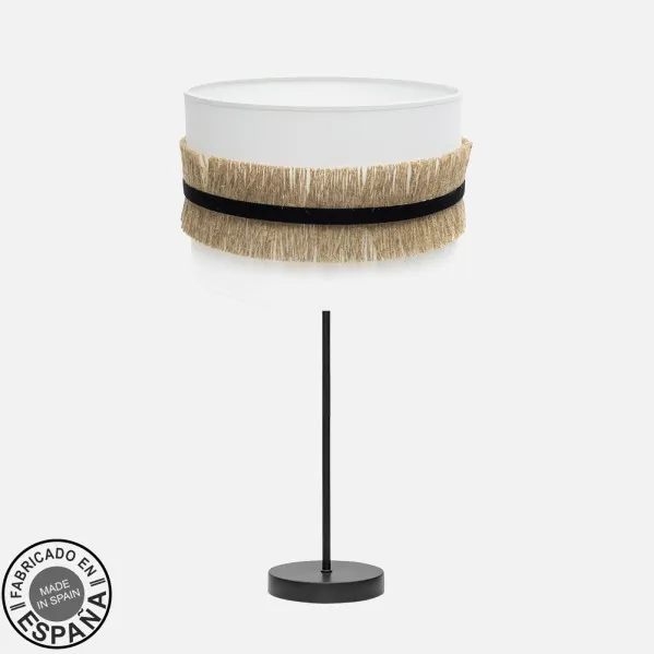 Sobremesa Alto Angola 1xe27 Negro/blanco-yute 62x30x30 Cm