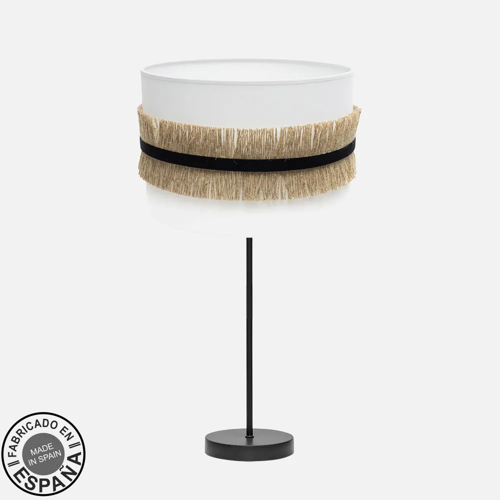 227171101 - Table lamp Height Angola 1xe27 Black/white-jute 62x30x30 Cm