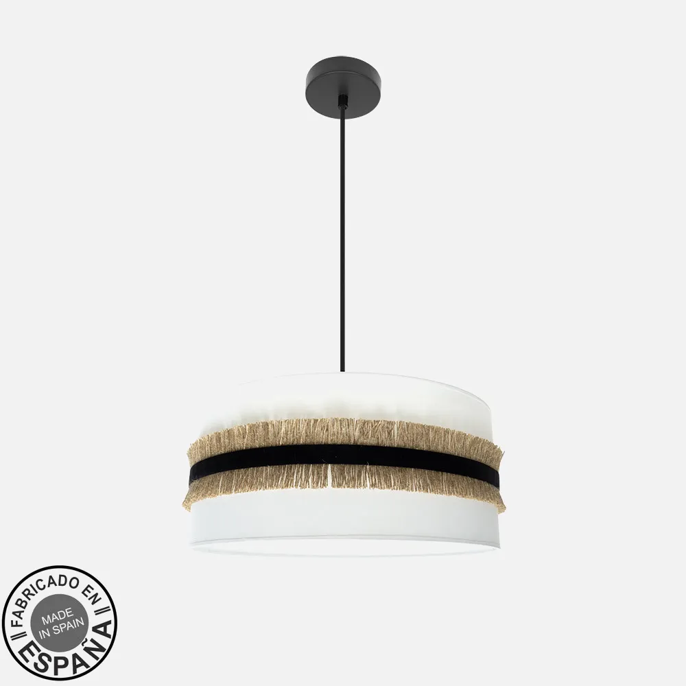 227195001 - Colgante Angola 3xe27 Negro/blanco-yute Regx50x50cm