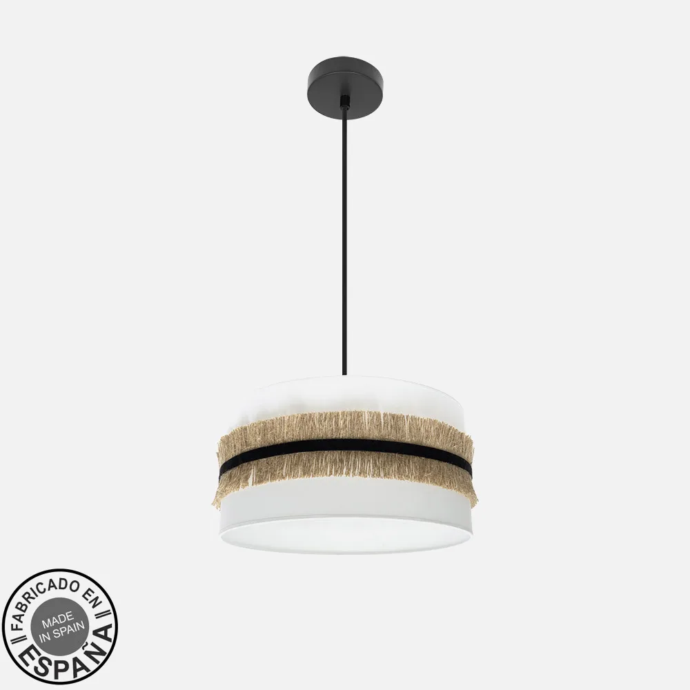 227194001 - Colgante Angola 1xe27 Negro/blanco-yute Regx40x40cm