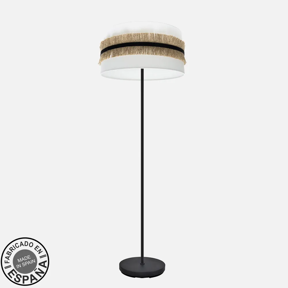 227141001 - Pie Salon Angola 1xe27 Negr/blanc-yute 166x40x40cm