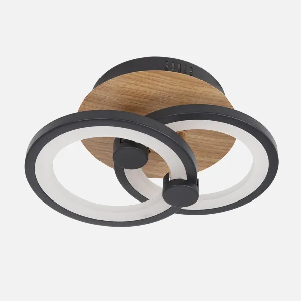 Ceiling light Sydney 32w 3000-4000-6500k Black/wood dark 14x30x20cm 4160lm Remote,dimmable,memory