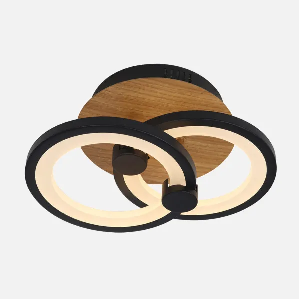 Ceiling light Sydney 32w 3000-4000-6500k Black/wood dark 14x30x20cm 4160lm Remote,dimmable,memory