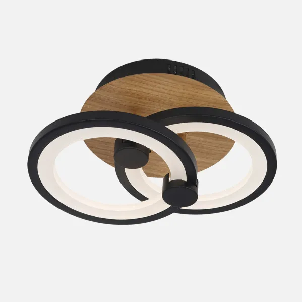 Ceiling light Sydney 32w 3000-4000-6500k Black/wood dark 14x30x20cm 4160lm Remote,dimmable,memory