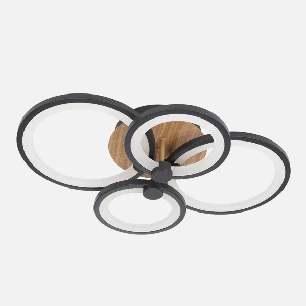 Ceiling light Sydney 76w 3000-4000-6500k Black/wood Dark 13,5x55x41cm 10260lm Remote,dimmable,memory