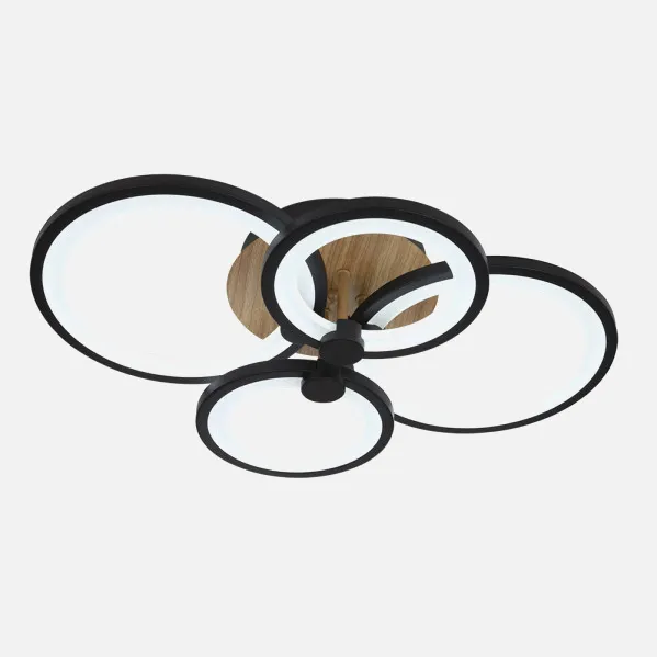 Ceiling light Sydney 76w 3000-4000-6500k Black/wood Dark 13,5x55x41cm 10260lm Remote,dimmable,memory