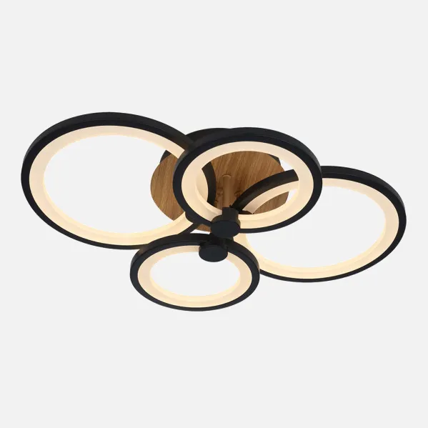 Ceiling light Sydney 76w 3000-4000-6500k Black/wood Dark 13,5x55x41cm 10260lm Remote,dimmable,memory
