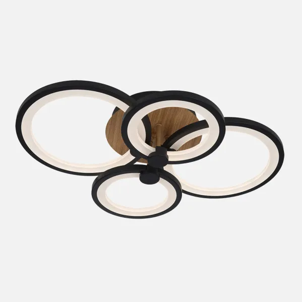 Ceiling light Sydney 76w 3000-4000-6500k Black/wood Dark 13,5x55x41cm 10260lm Remote,dimmable,memory