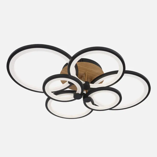 Ceiling light Sydney 134w 3000-4000-6500k Black/wood Dark  17x74x57cm 18090lm Remote,dimmable,memory