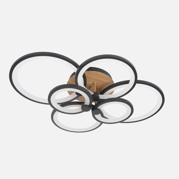 Ceiling light Sydney 134w 3000-4000-6500k Black/wood Dark  17x74x57cm 18090lm Remote,dimmable,memory