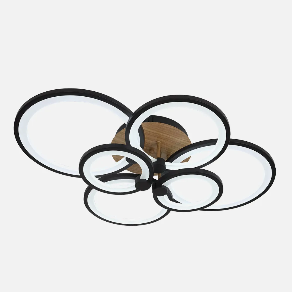 Plafon Sydney 134w 3000-4000-6500k Negro/madera Oscura  17x74x57cm 18090lm Remoto,regulable,memoria