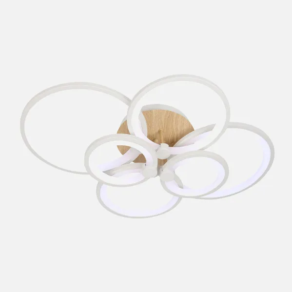 Plafon Sydney 134w 3000-4000-6500k Blanco/madera Clara  17x74x57cm 18090lm Remoto,regulable,memoria