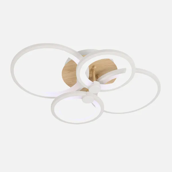 Plafon Sydney 76w 3000-4000-6500k Blanco/madera Clara  13,5x55x41cm 10260lm Remoto,regulable,memoria