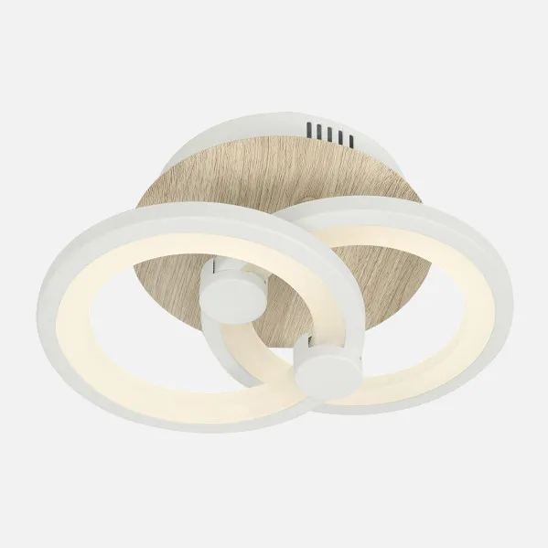 Plafon Sydney 32w 3000-4000-6500k Blanco/madera Clara 14x 30x20cm 4160 Lm Remoto,regulable,memoria