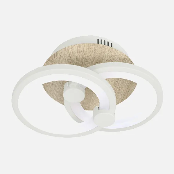 Plafon Sydney 32w 3000-4000-6500k Blanco/madera Clara 14x 30x20cm 4160 Lm Remoto,regulable,memoria