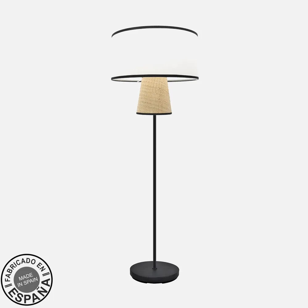 227641026 - Pie De Salon Camboya 1xe27 Blanco/natural 189x40x40 Cm