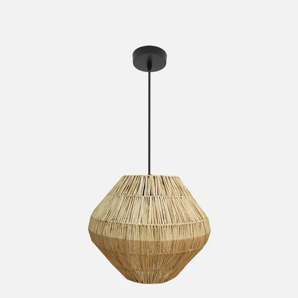 Colgante Nael 1xe27 Negro/natural Regx37x37cm Vegetal Marino