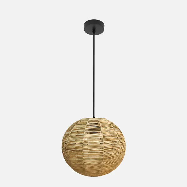 Pendant light Orfeo 1xe27 Black/natural Regx30x30cm Vegetal Marino