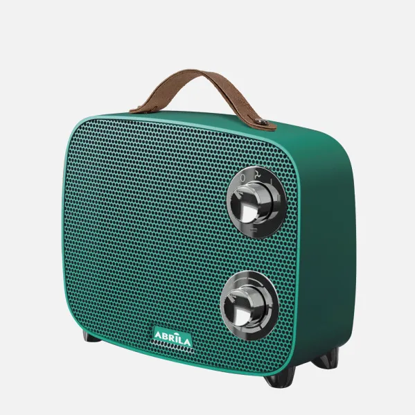 Ceramic PTC fan heater Corcega 1500w Green/chrome 2-power 3-function thermal cut-out, safety tip-over protection 21x23x13,6 cm
