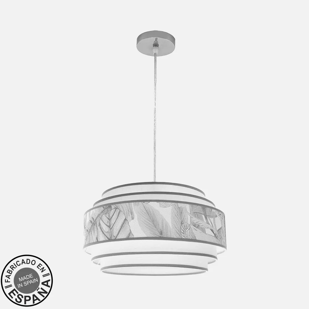 227994045 - Colgante 5p Camerun 1xe27 Cromo/blanco/gris Regx40x40cm