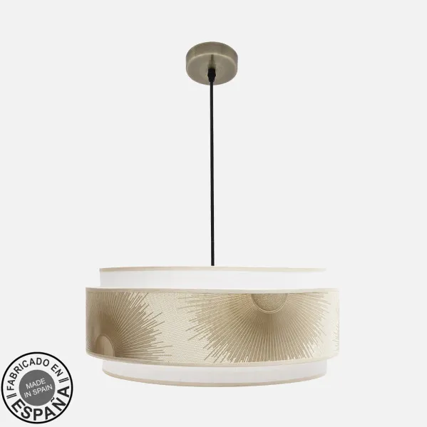 Pendant light Nepal 3P 3xe27 Leather/white/gold Regx50x50 Cm