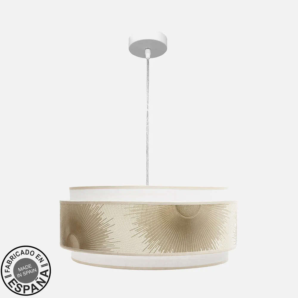 227895101 - Colgante Nepal 3P 3xe27 Blanco/oro Regx50x50cm