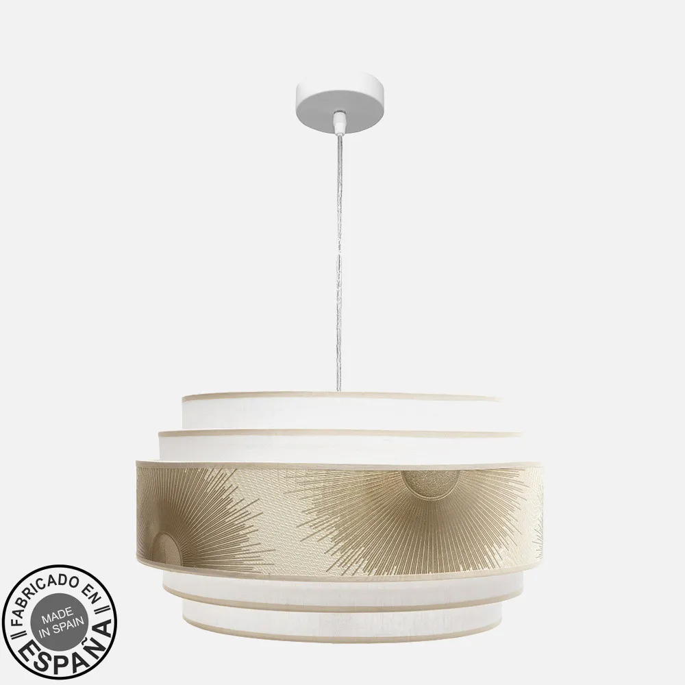 227895001 - Colgante Nepal 5P 3xe27 Blanco/oro Regx50x50cm