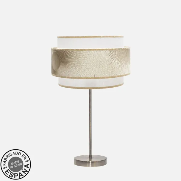 Table lamp Height Nepal 1xe27 Leather/white/gold 60x30x30 Cm
