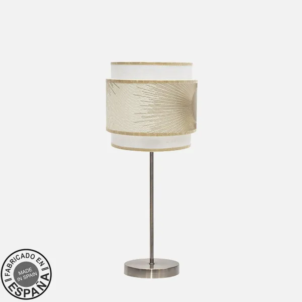 Sobremesa Nepal 1xe27 Cuero/blanco/oro 45x18x18 Cm