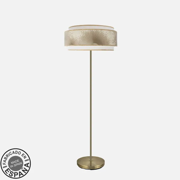 Pie Salon Nepal 3p 1xe27 Cuero/blanco/oro 160x40x40 Cm