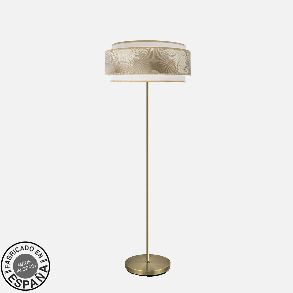 227841014 - Pie Salon Nepal 3p 1xe27 Cuero/blanco/oro 160x40x40 Cm