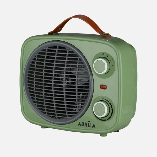 Fan heater Hoguera 2000w Green/grey 2 power levels, 3 functions, adjustable safety thermostat, carry handle 25,5x25,5x13cm